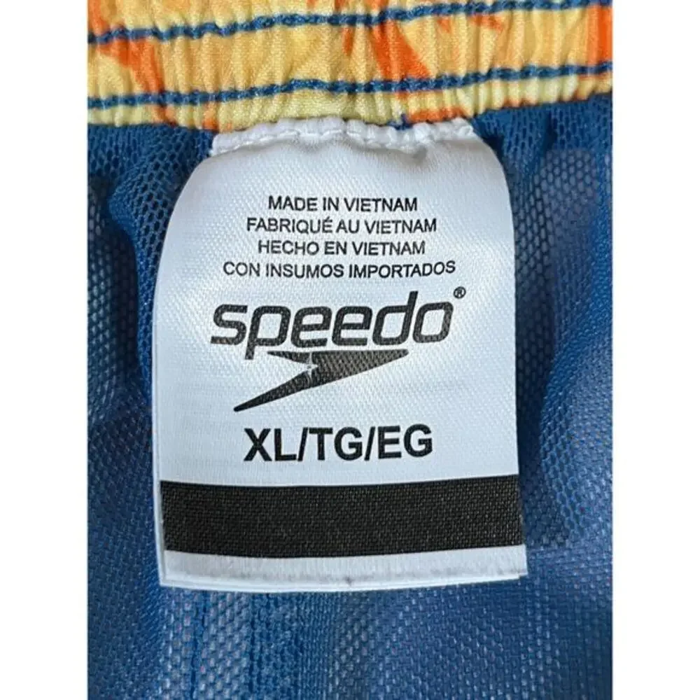 Speedo Swim Trunks‎ Mens XL Board Shorts Floral Orange/Blue 36 Waist Lined